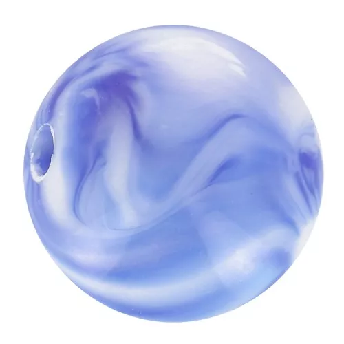 Perline acriliche rotonde 10 mm - Bianco marmorizzato - Blu scuro x15