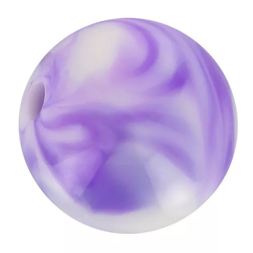 Perline acriliche rotonde da 10 mm - Bianco marmorizzato - Viola x15