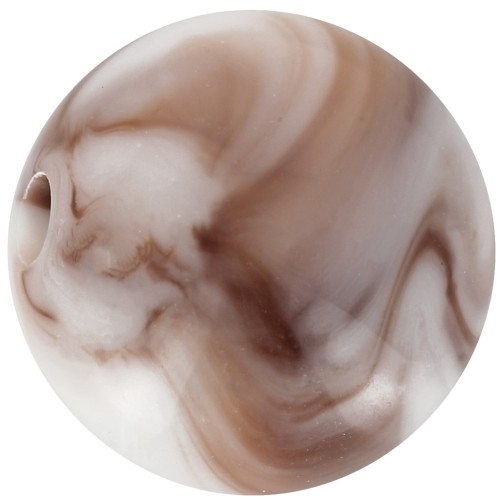 Perline acriliche rotonde da 12 mm - Bianco marmorizzato - Marrone x10