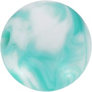 Perline acriliche rotonde 12 mm - Bianco marmorizzato - Turchese x10