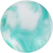 Perline acriliche rotonde 12 mm - Bianco marmorizzato - Turchese x10