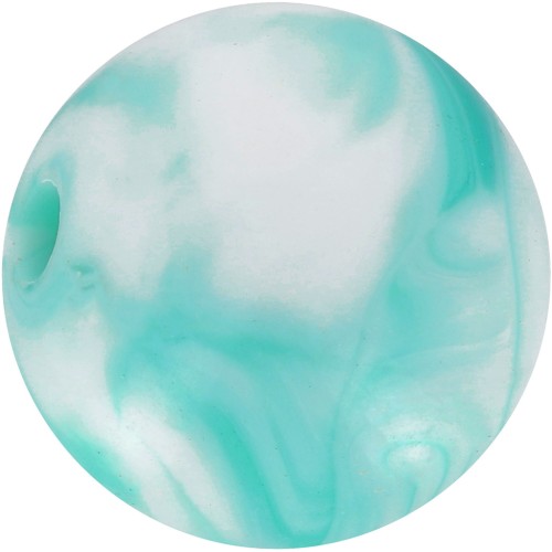 Perline acriliche rotonde 12 mm - Bianco marmorizzato - Turchese x10