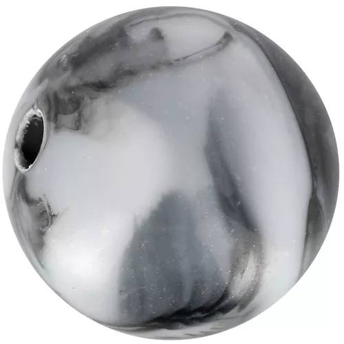 Perline acriliche rotonde 12 mm - Bianco marmorizzato - Nero x10