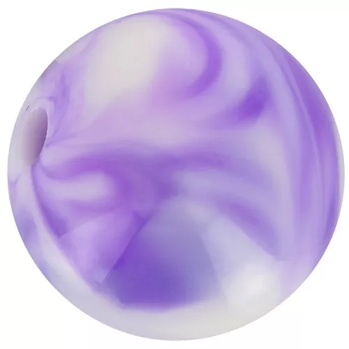 Perline acriliche rotonde da 13 mm - Bianco marmorizzato - Viola x6