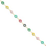 Catena fantasia con occhiello in resina epossidica 6 mm - Acciaio inossidabile dorato - Multicolore x1m