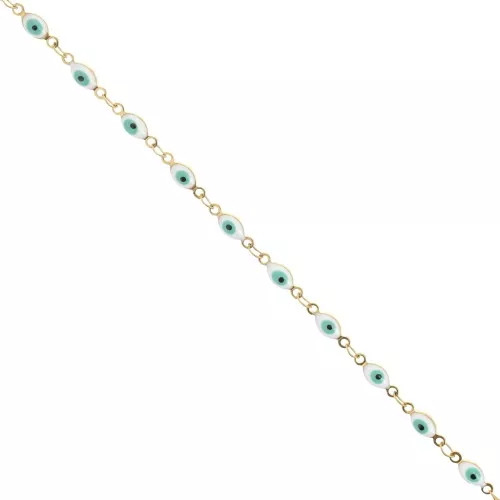 Catena con occhiello in resina 4 mm Acciaio inox dorato - Bianco - Turchese x1m