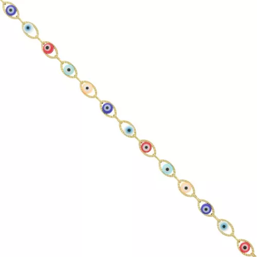 Catena con occhiello in resina 6,7mm Acciaio inox dorato Multicolore x50 cm