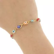 Catena con occhiello in resina 6,7mm Acciaio inox dorato Multicolore x50 cm