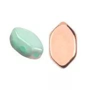 Perle di vetro Paros® by Puca® 7x4 mm - Verde Aqua Opale Capri Oro x10g