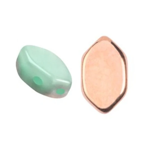 Perle di vetro Paros® by Puca® 7x4 mm - Verde Aqua Opale Capri Oro x10g