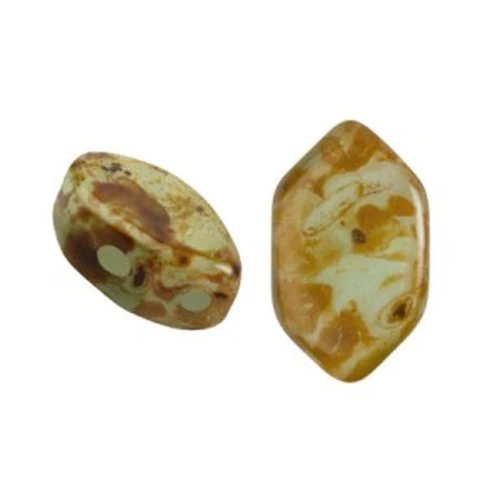 Perle di vetro Paros® by Puca® 7x4 mm - Travertino verde acqua opale x10g