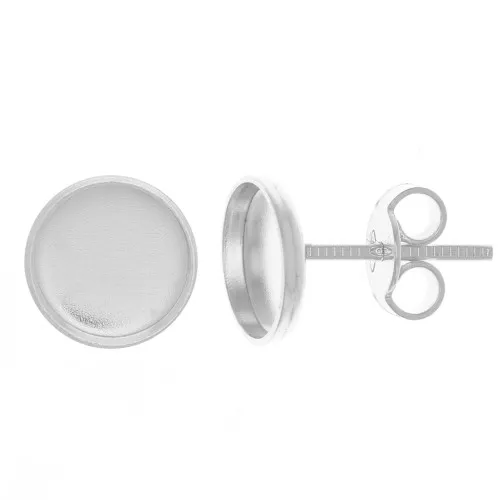 Orecchini perno per cabochon a dorso piatto 8 mm - Argento 925 x2