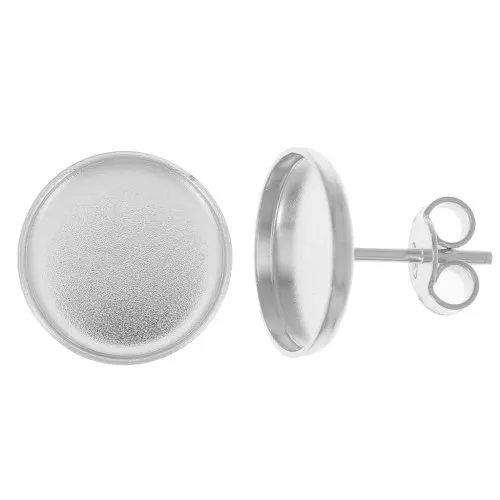 Orecchini perno per cabochon a fondo piatto 12 mm - Argento 925 x2