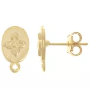 Orecchini ovali 13x8 mm con motivo floreale e anello chiuso -Dorato con oro finox2