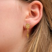 Orecchini ovali 13x8 mm con motivo floreale e anello chiuso -Dorato con oro finox2