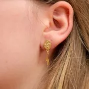 Orecchini ovali 13x8 mm con motivo floreale e anello chiuso -Dorato con oro finox2