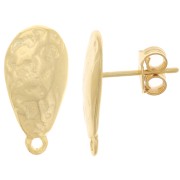 Orecchini a goccia martellati 18x9 mm con cerchio -Dorato con oro fino x2