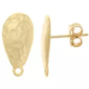 Orecchini a goccia martellati 18x9 mm con cerchio -Dorato con oro fino x2