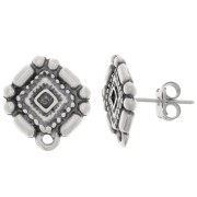 Orecchini a perno in stile azteco 17x15,5 mm con cerchio chiuso - Argento invecchiato x2|raw }}