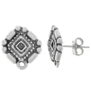 Orecchini a perno in stile azteco 17x15,5 mm con cerchio chiuso - Argento invecchiato x2