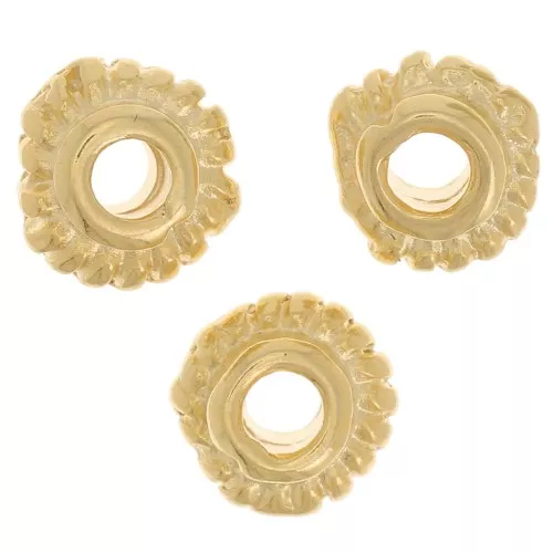Perle rondelle striate 6 mm - dorato con oro fino x6