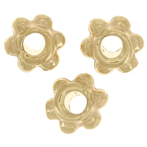 Perle tonde effetto fiore 5 mm -Dorato con oro fino x10