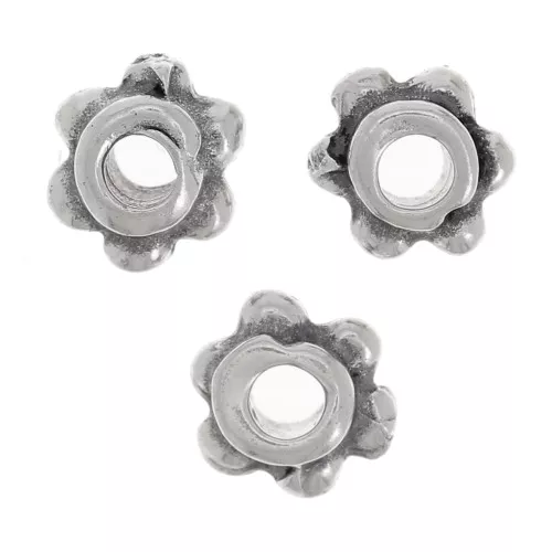 Perle tonde effetto fiore 5 mm - Argento antico x10