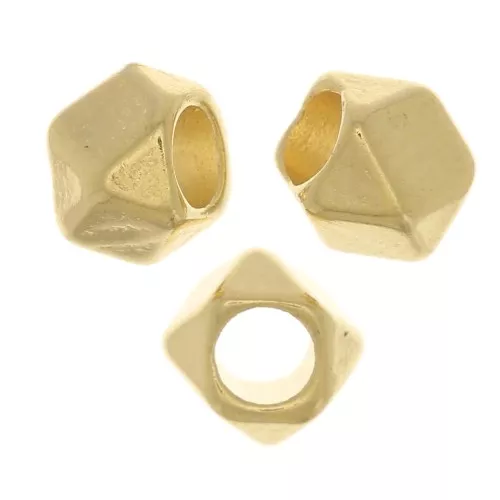 Perline cubiche sfaccettate 4x5 mm -Dorato con oro fino x5