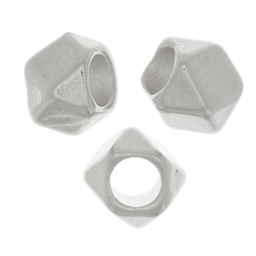 Perline cubiche sfaccettate 4x5 mm - Argentato antico x5