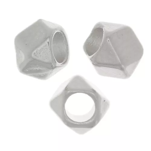 Perline cubiche sfaccettate 4x5 mm - Argentato antico x5
