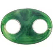 Maglia in acrilico a forma di chicco di caffè 32x23 mm - Verde scuro marmorizzato x1