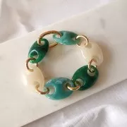 Maglia in acrilico a forma di chicco di caffè 32x23 mm - Verde scuro marmorizzato x1