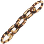 Maglia ovale in acrilico trasparente 35x19 mm - Leopard Brown - Nero x1|raw }}