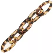 Maglia ovale in acrilico trasparente 35x19 mm - Leopard Brown - Nero x1