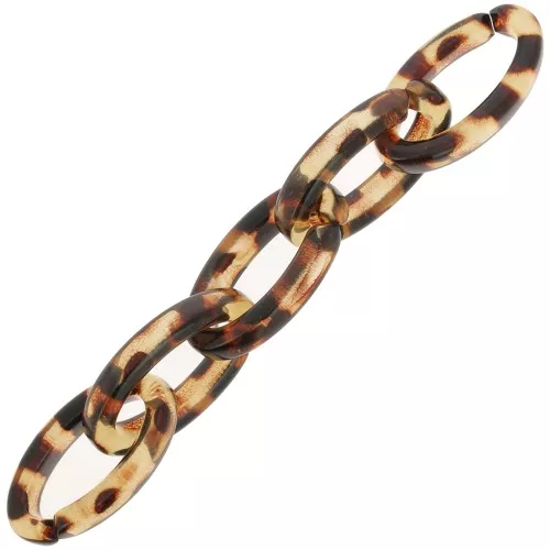 Maglia ovale in acrilico trasparente 35x19 mm - Leopard Brown - Nero x1