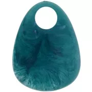 Pendente goccia in acrilico 38x29 mm - Marmo blu petrolio x1