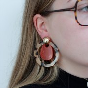 Pendente goccia in acrilico 38x29 mm - Grigio scuro marmorizzato x1