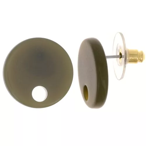 Orecchini tondi in acrilico da 18 mm - Khaki x2