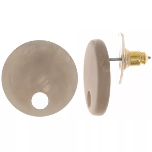 Orecchini tondi in acrilico da 18 mm - Marbled Taupe x2