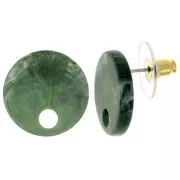 Orecchini tondi in acrilico da 18 mm - Verde scuro marmorizzato x2