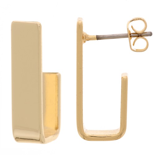 Orecchini perno rettangolari 19x5 mm - Dorato x2