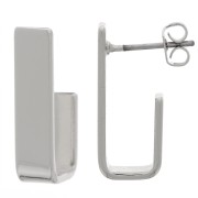 Orecchini perno rettangolari 19x5 mm - Rodio x2