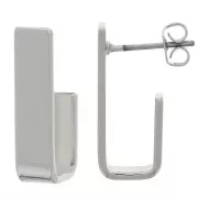 Orecchini perno rettangolari 19x5 mm - Rodio x2