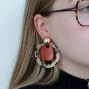 Orecchini a perno tondi per pendente 17x16 mm - dorato x2