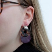 Orecchini perno tondi per pendente 15x14 mm - dorato x2