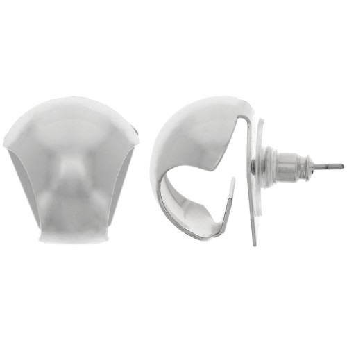 Orecchini curvi per ciondolo 17x16 mm - Rodio x2