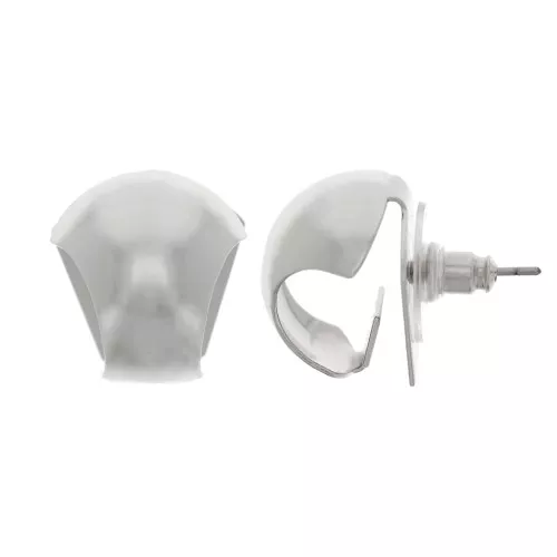 Orecchini perno tondi per pendente 15x14 mm - Rodio x2