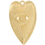 Pendente cuore occhio 39x24 mm per cabochon da 4mm -dorato con fino x1