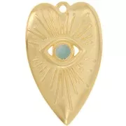 Pendente cuore occhio 39x24 mm per cabochon da 4mm -dorato con fino x1