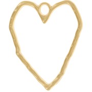 Pendente cuore martellato 35x29 mm - dorato con oro fino x1